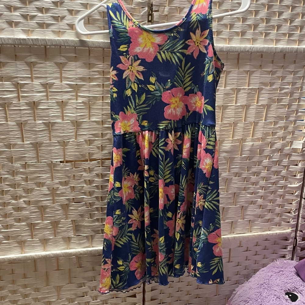 Zunie Floral Kids Dress - Navy and Pink